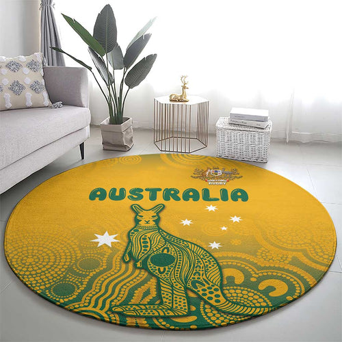 Australia Rugby Round Carpet Wallabies Aboriginal Pattern