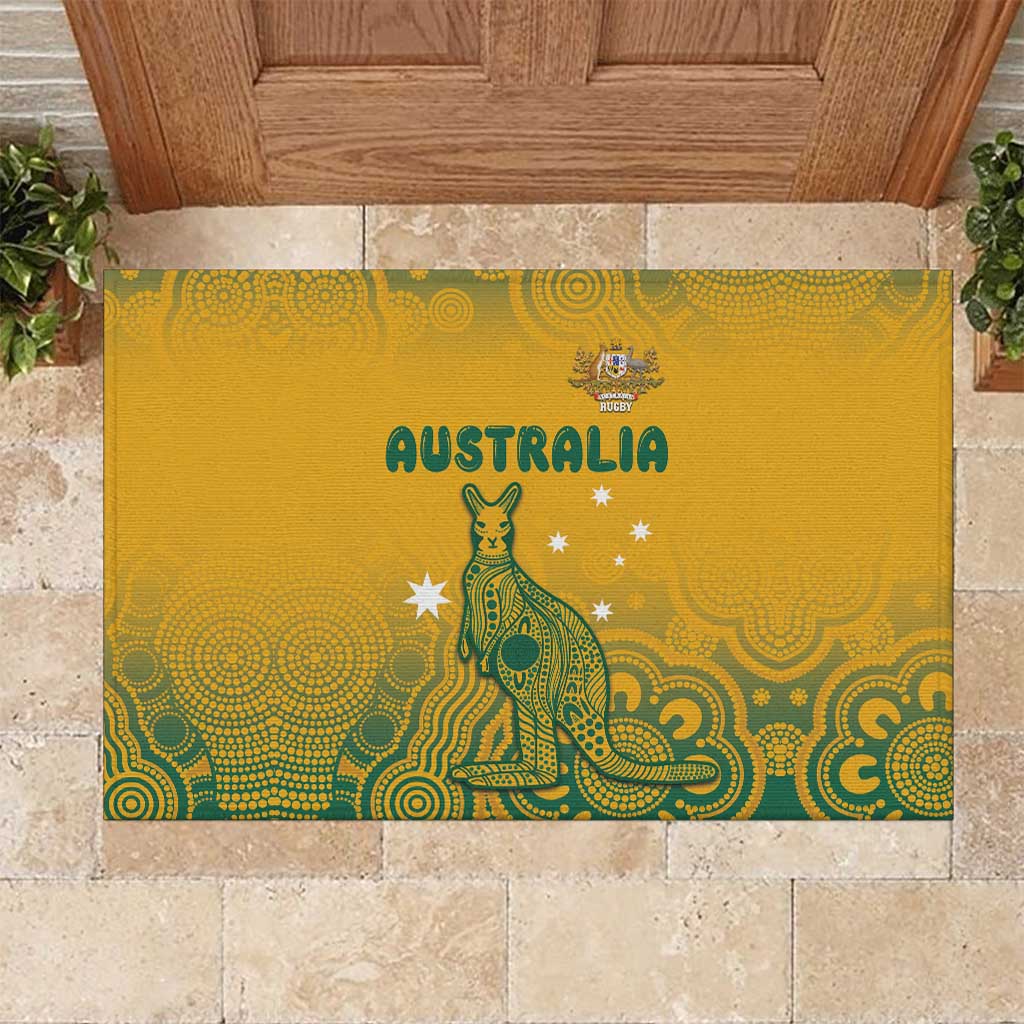 Australia Rugby Rubber Doormat Wallabies Aboriginal Pattern