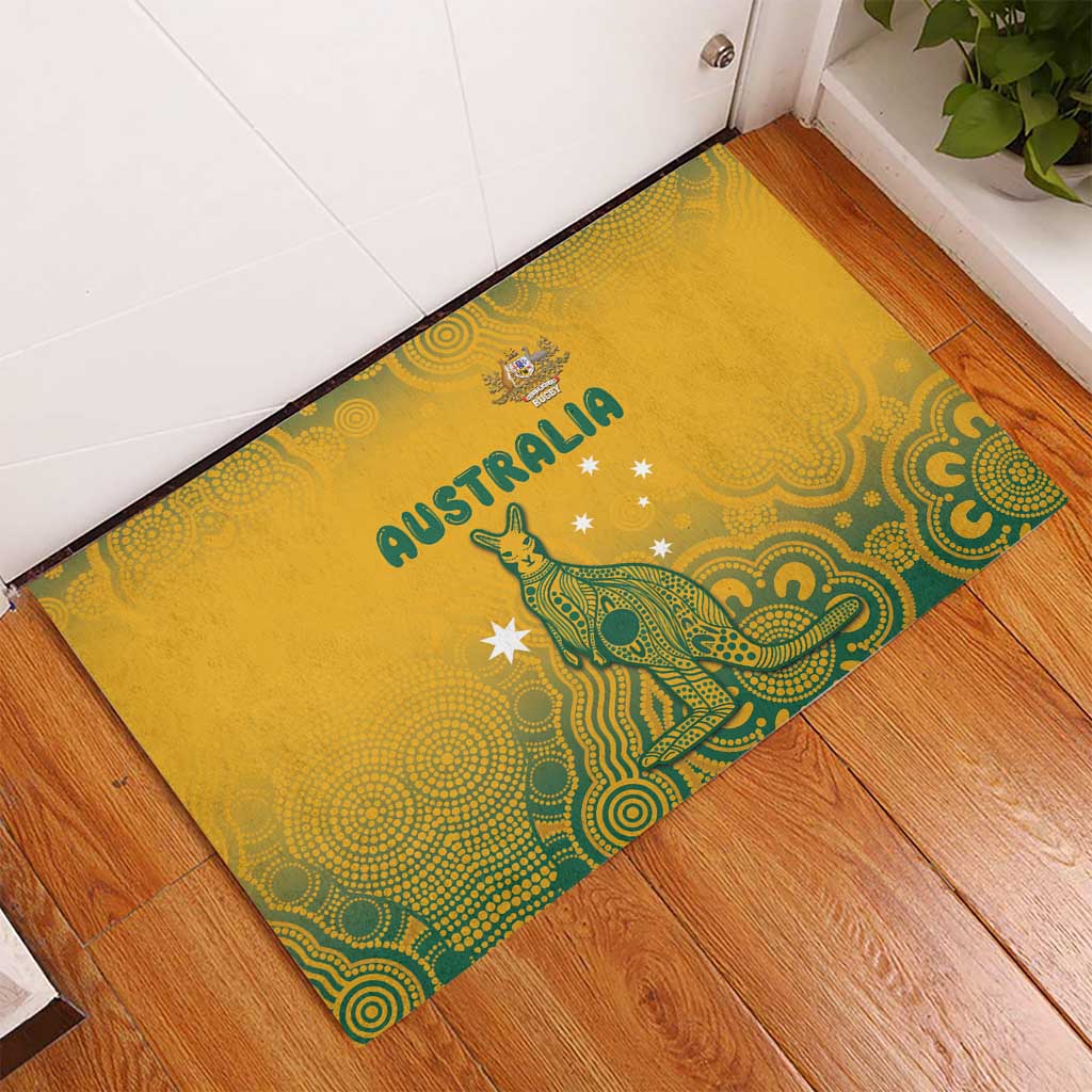 Australia Rugby Rubber Doormat Wallabies Aboriginal Pattern