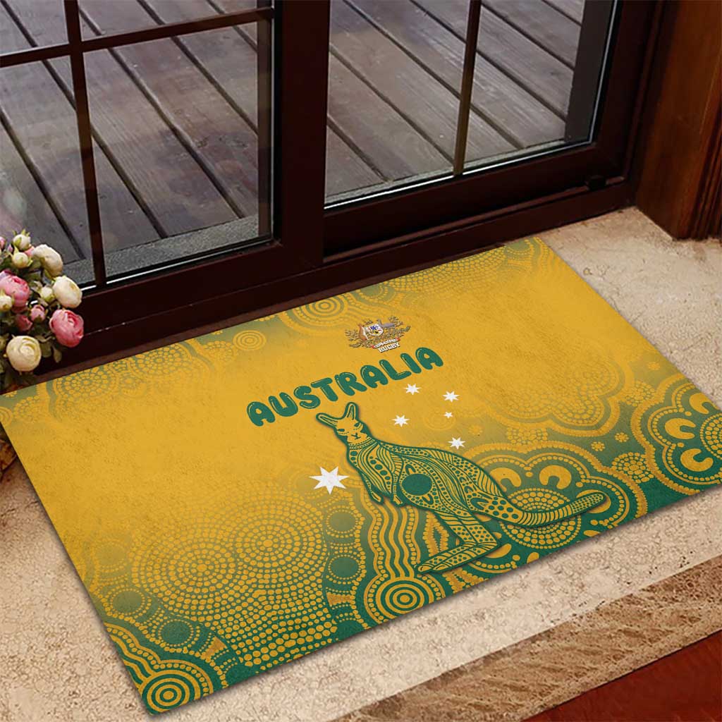 Australia Rugby Rubber Doormat Wallabies Aboriginal Pattern