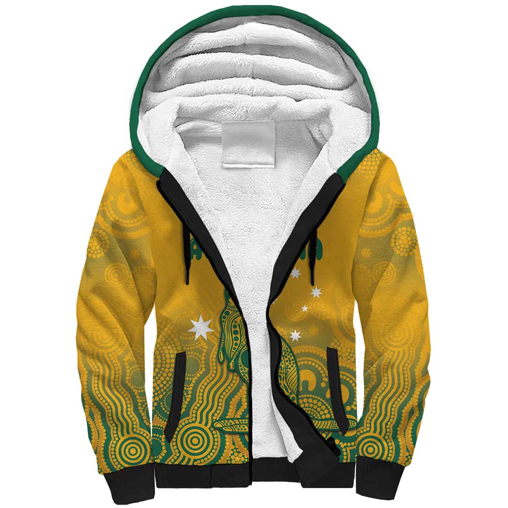 Australia Rugby Sherpa Hoodie Wallabies Aboriginal Pattern