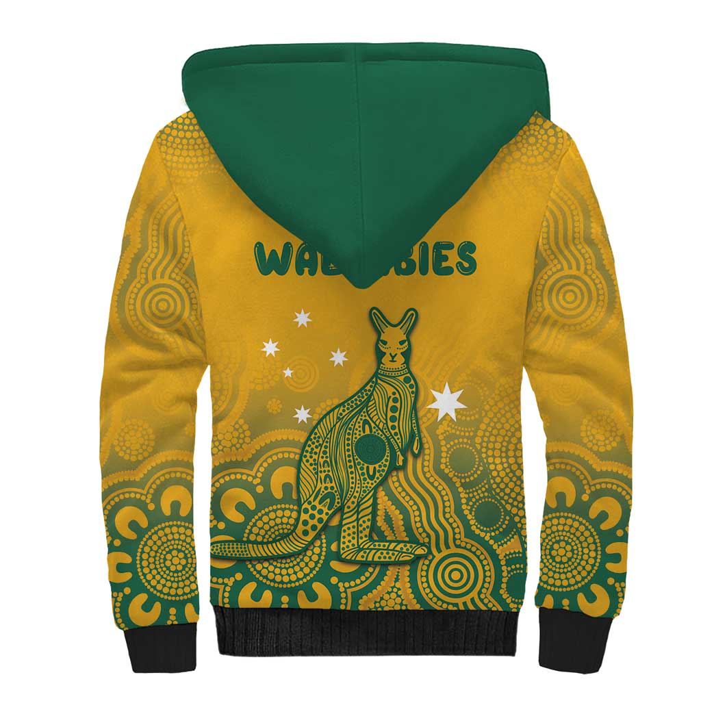 Australia Rugby Sherpa Hoodie Wallabies Aboriginal Pattern