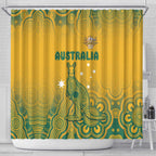 Australia Rugby Shower Curtain Wallabies Aboriginal Pattern
