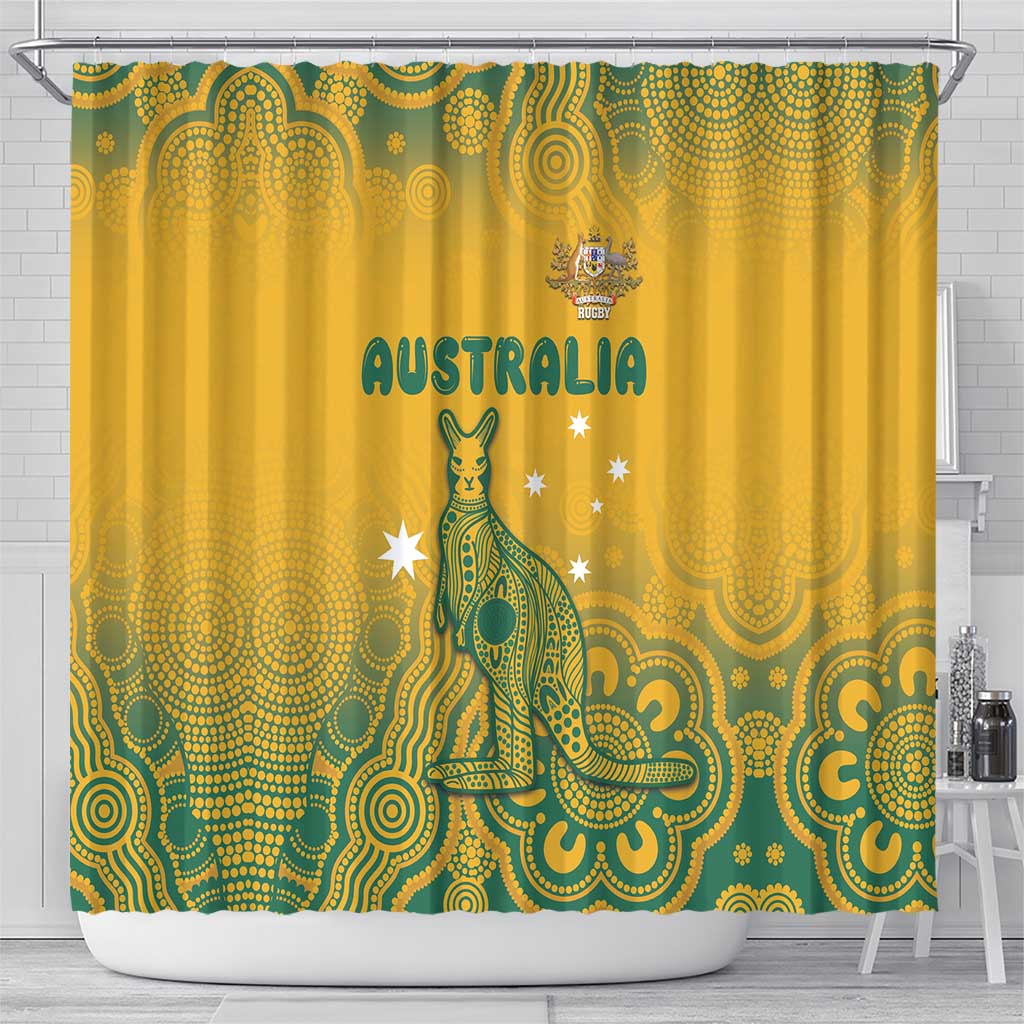 Australia Rugby Shower Curtain Wallabies Aboriginal Pattern