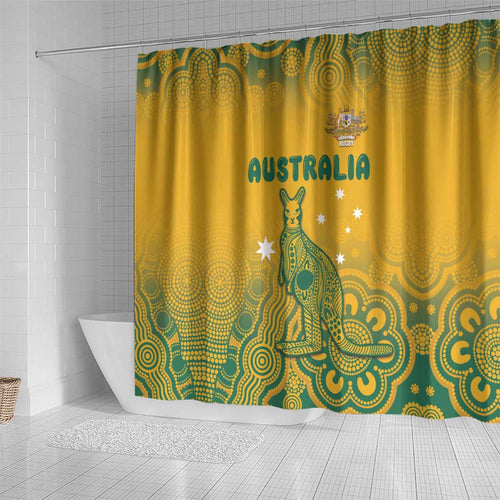 Australia Rugby Shower Curtain Wallabies Aboriginal Pattern