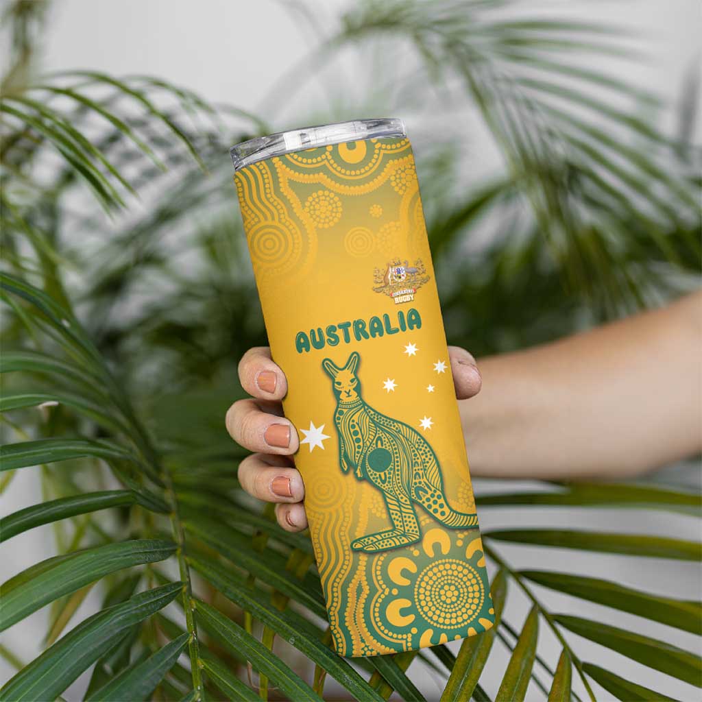 Australia Rugby Skinny Tumbler Wallabies Aboriginal Pattern