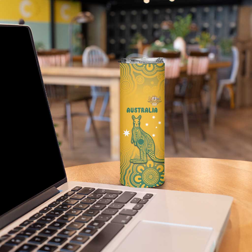 Australia Rugby Skinny Tumbler Wallabies Aboriginal Pattern