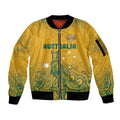 Australia Rugby Sleeve Zip Bomber Jacket Wallabies Aboriginal Pattern