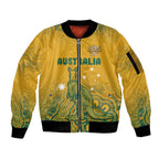 Australia Rugby Sleeve Zip Bomber Jacket Wallabies Aboriginal Pattern