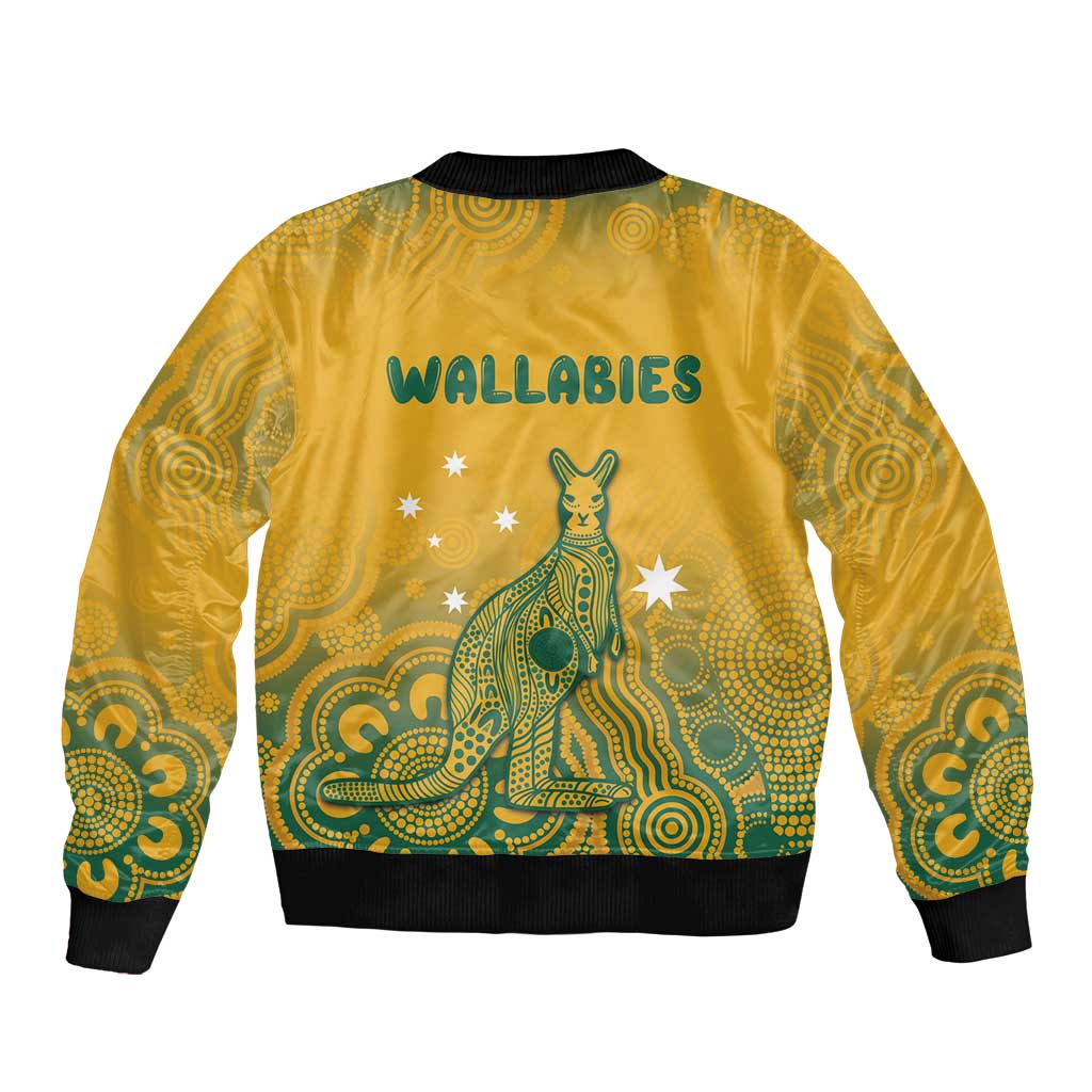 Australia Rugby Sleeve Zip Bomber Jacket Wallabies Aboriginal Pattern