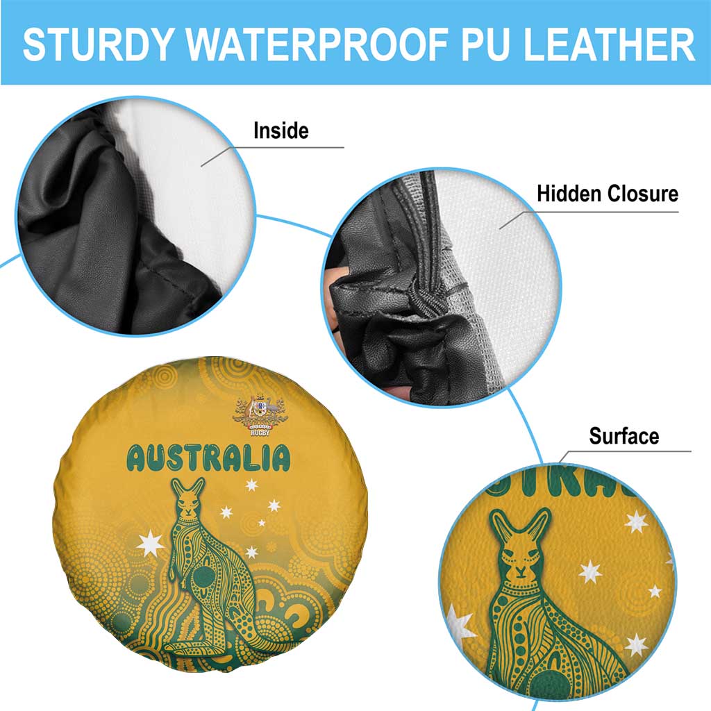 Australia Rugby Spare Tire Cover Wallabies Aboriginal Pattern