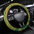 Australia Rugby Steering Wheel Cover Wallabies Aboriginal Pattern