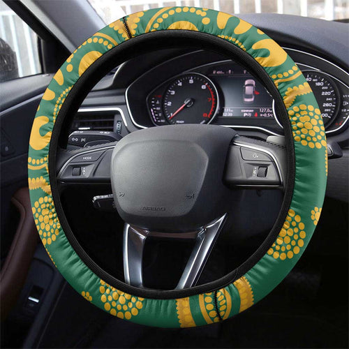Australia Rugby Steering Wheel Cover Wallabies Aboriginal Pattern