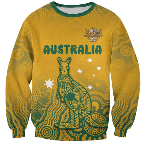 Australia Rugby Sweatshirt Wallabies Aboriginal Pattern