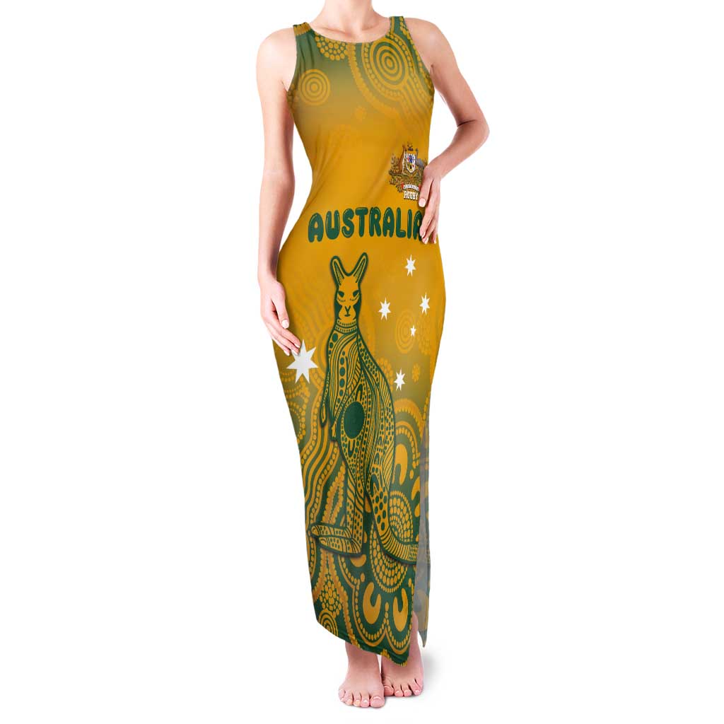 Australia Rugby Tank Maxi Dress Wallabies Aboriginal Pattern