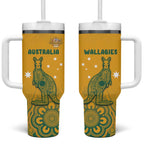 Australia Rugby Tumbler With Handle Wallabies Aboriginal Pattern