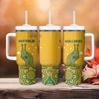Australia Rugby Tumbler With Handle Wallabies Aboriginal Pattern