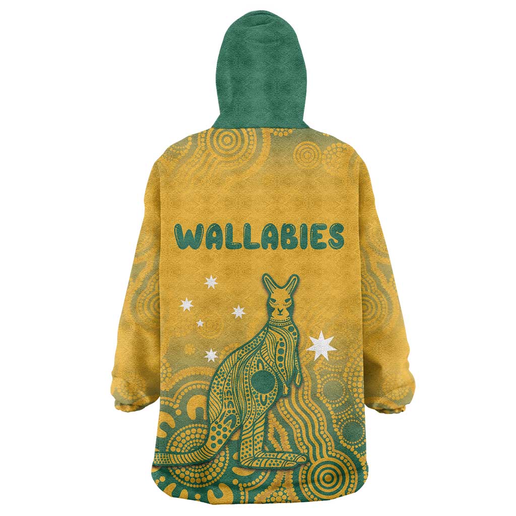 Australia Rugby Wearable Blanket Hoodie Wallabies Aboriginal Pattern
