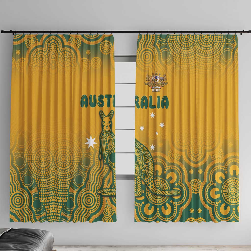 Australia Rugby Window Curtain Wallabies Aboriginal Pattern