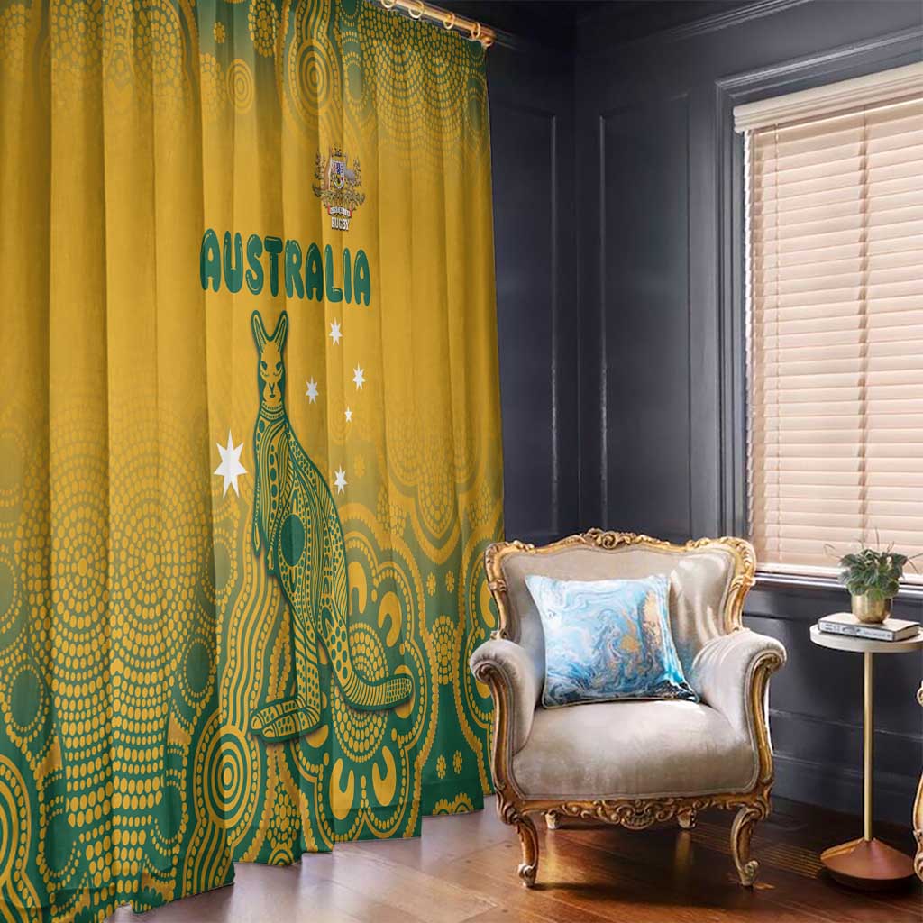 Australia Rugby Window Curtain Wallabies Aboriginal Pattern