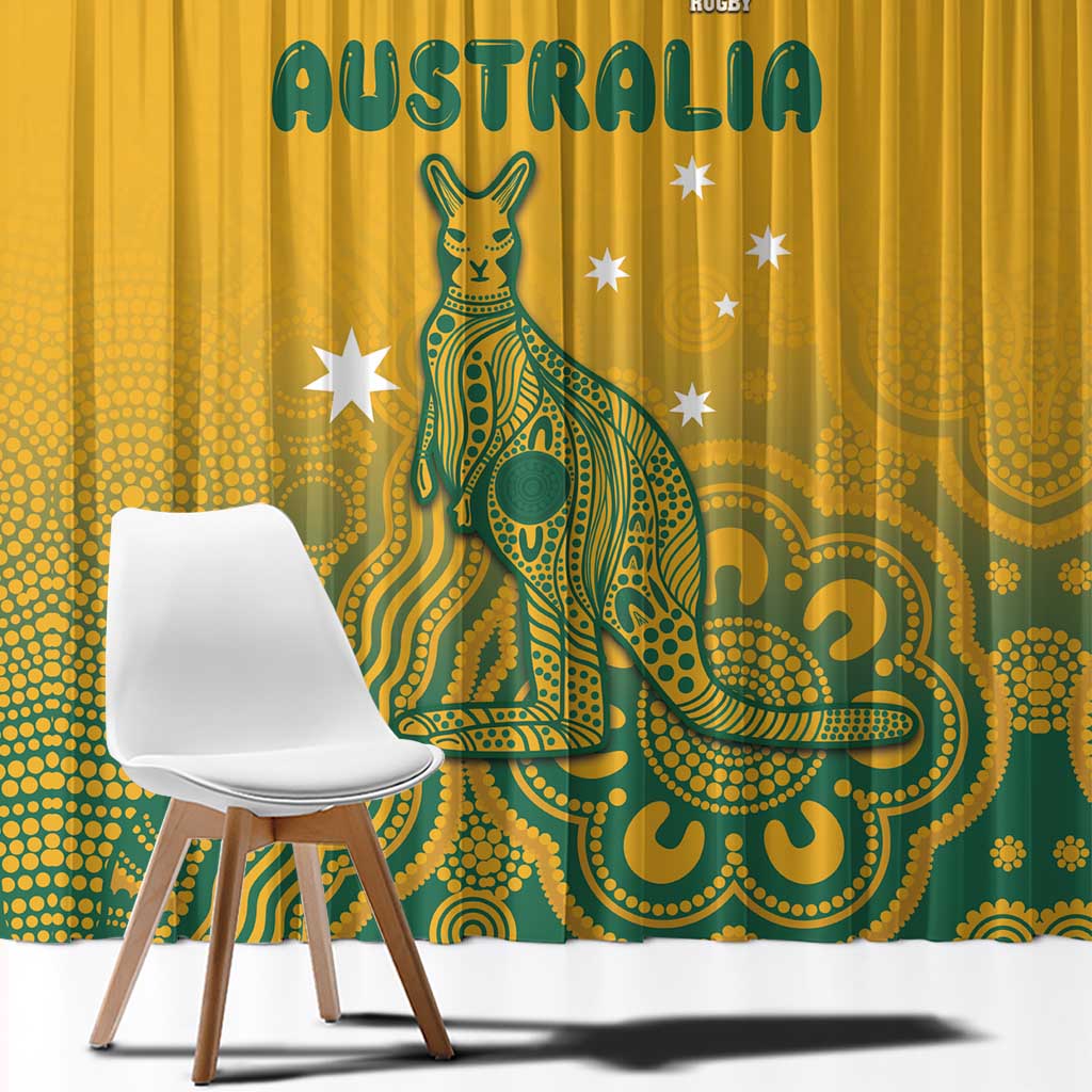 Australia Rugby Window Curtain Wallabies Aboriginal Pattern