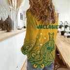 Australia Rugby Women Casual Shirt Wallabies Aboriginal Pattern