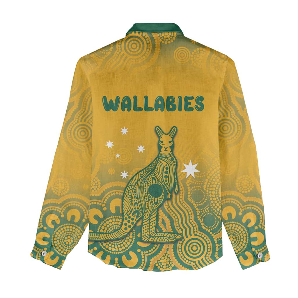 Australia Rugby Women Casual Shirt Wallabies Aboriginal Pattern