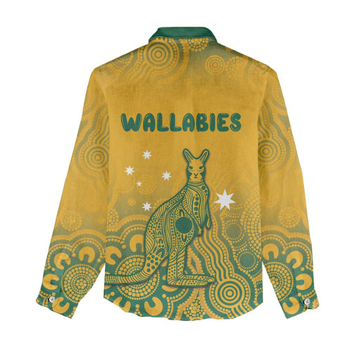 Australia Rugby Women Casual Shirt Wallabies Aboriginal Pattern