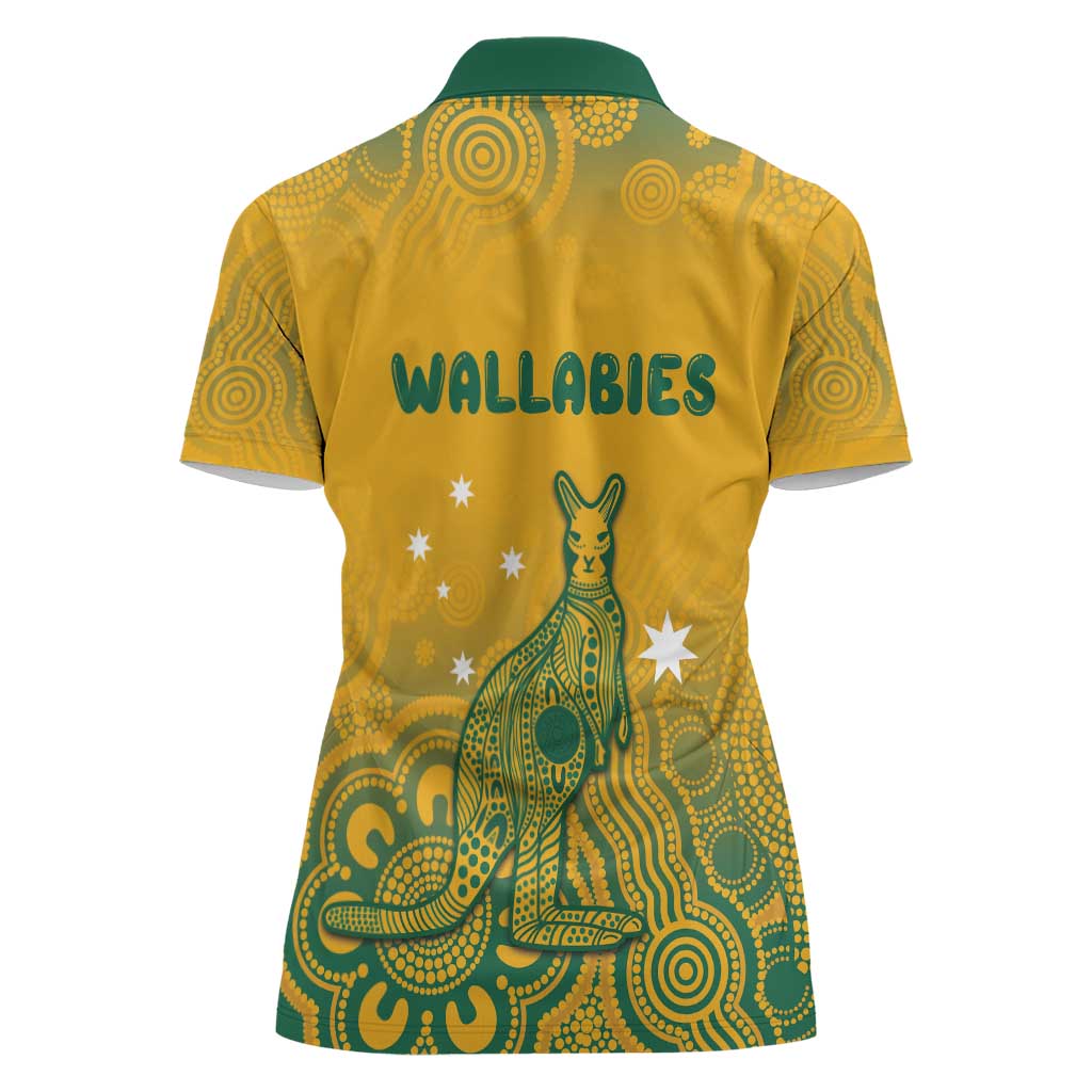 Australia Rugby Women Polo Shirt Wallabies Aboriginal Pattern