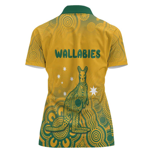 Australia Rugby Women Polo Shirt Wallabies Aboriginal Pattern