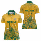 Australia Rugby Women Polo Shirt Wallabies Aboriginal Pattern