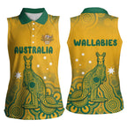 Australia Rugby Women Sleeveless Polo Shirt Wallabies Aboriginal Pattern