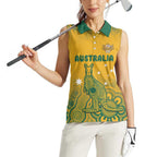 Australia Rugby Women Sleeveless Polo Shirt Wallabies Aboriginal Pattern