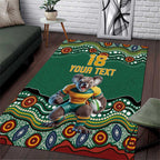 Custom Australia Rugby Area Rug Koala Mascot Aboriginal Pattern
