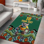 Custom Australia Rugby Area Rug Koala Mascot Aboriginal Pattern