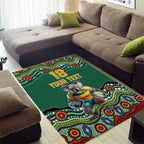 Custom Australia Rugby Area Rug Koala Mascot Aboriginal Pattern