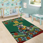 Custom Australia Rugby Area Rug Koala Mascot Aboriginal Pattern