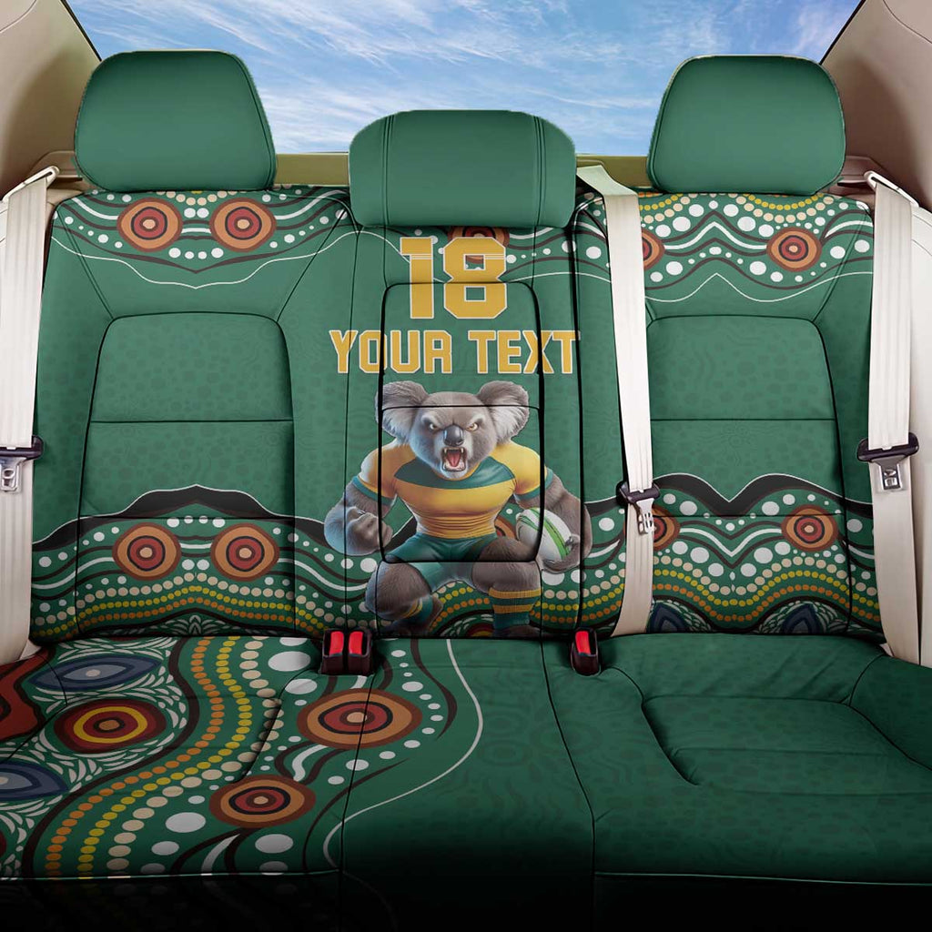 Custom Australia Rugby Back Car Seat Cover Koala Mascot Aboriginal Pattern
