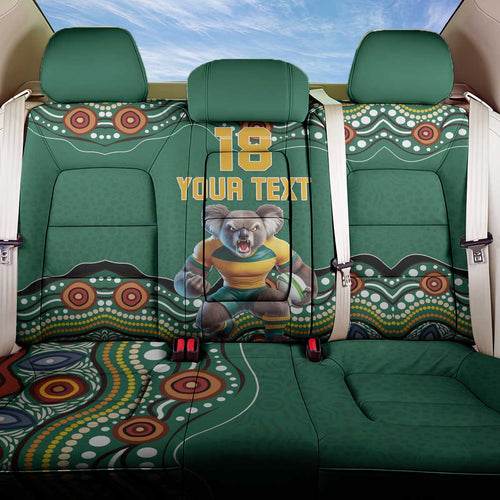 Custom Australia Rugby Back Car Seat Cover Koala Mascot Aboriginal Pattern
