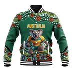 Custom Australia Rugby Baseball Jacket Koala Mascot Aboriginal Pattern