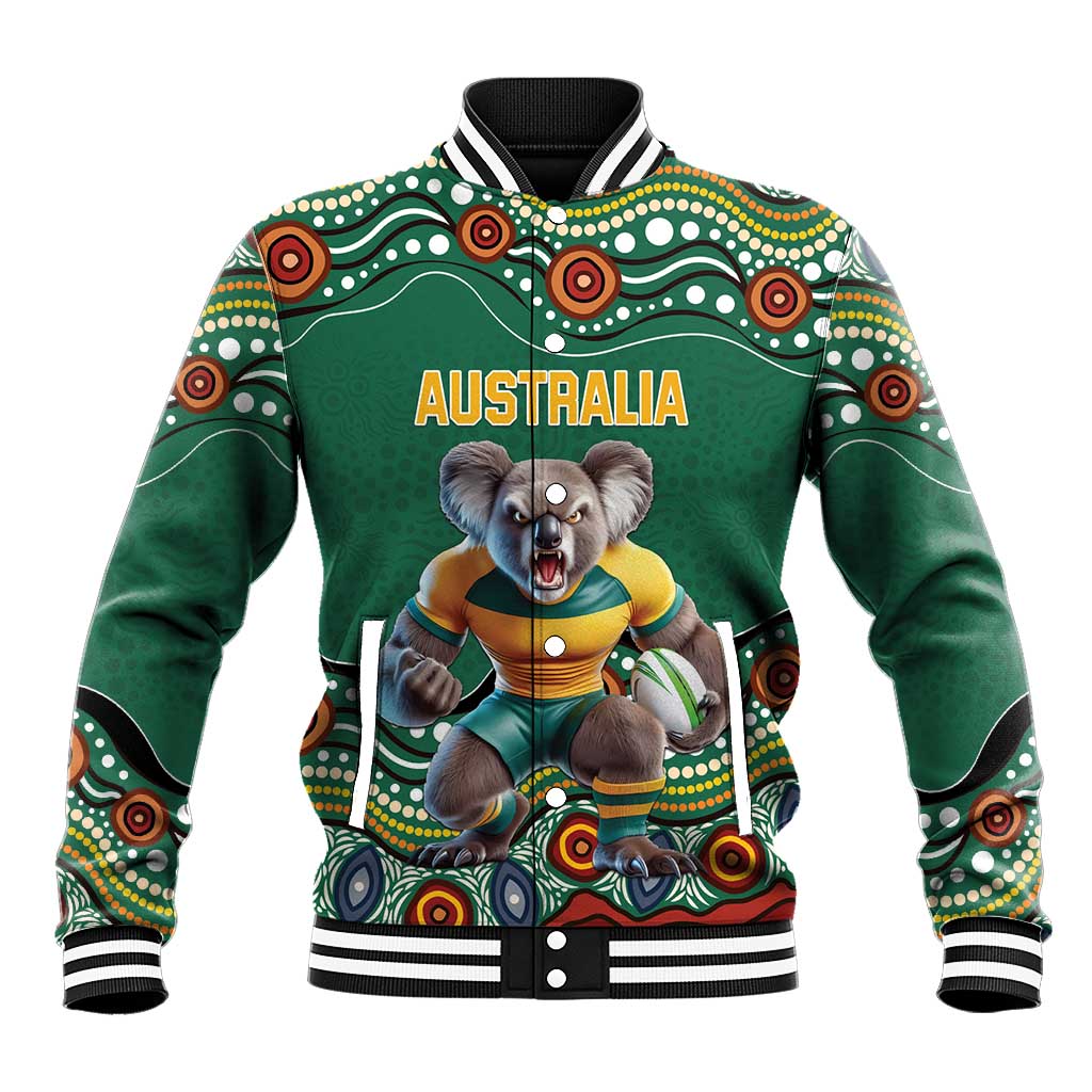 Custom Australia Rugby Baseball Jacket Koala Mascot Aboriginal Pattern