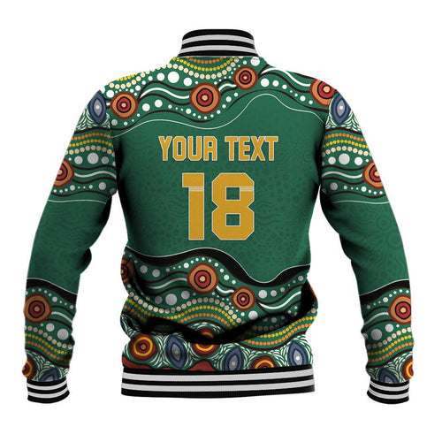 Custom Australia Rugby Baseball Jacket Koala Mascot Aboriginal Pattern