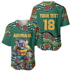 Custom Australia Rugby Baseball Jersey Koala Mascot Aboriginal Pattern