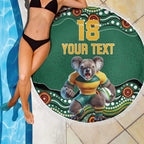 Custom Australia Rugby Beach Blanket Koala Mascot Aboriginal Pattern