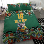 Custom Australia Rugby Bedding Set Koala Mascot Aboriginal Pattern