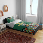 Custom Australia Rugby Bedding Set Koala Mascot Aboriginal Pattern