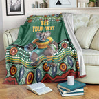 Custom Australia Rugby Blanket Koala Mascot Aboriginal Pattern