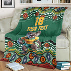 Custom Australia Rugby Blanket Koala Mascot Aboriginal Pattern