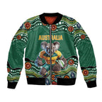 Custom Australia Rugby Bomber Jacket Koala Mascot Aboriginal Pattern