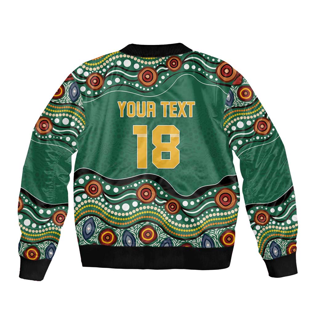Custom Australia Rugby Bomber Jacket Koala Mascot Aboriginal Pattern